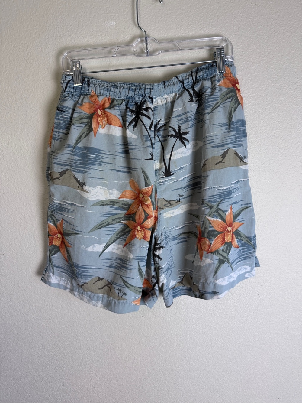 Breakwater Men's M Swim Trunks Blue/Gray Floral Drawstring Lined